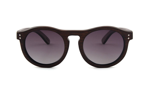 Brown Wood Round Polarized Sunglasses